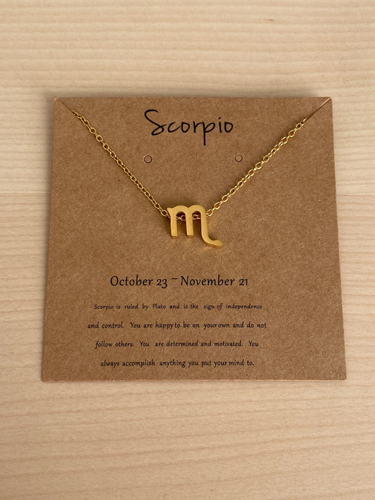 Collier pendentif zodiaque en acier inoxydable, collier chaîne dorée, signe scorpion, idée cadeau