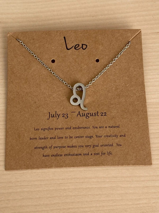 Collier pendentif zodiaque en acier inoxydable, collier chaîne argentée, signe Leo, idée cadeau