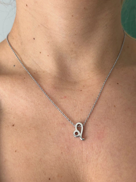 Collier pendentif zodiaque en acier inoxydable, collier chaîne argentée, signe Leo, idée cadeau