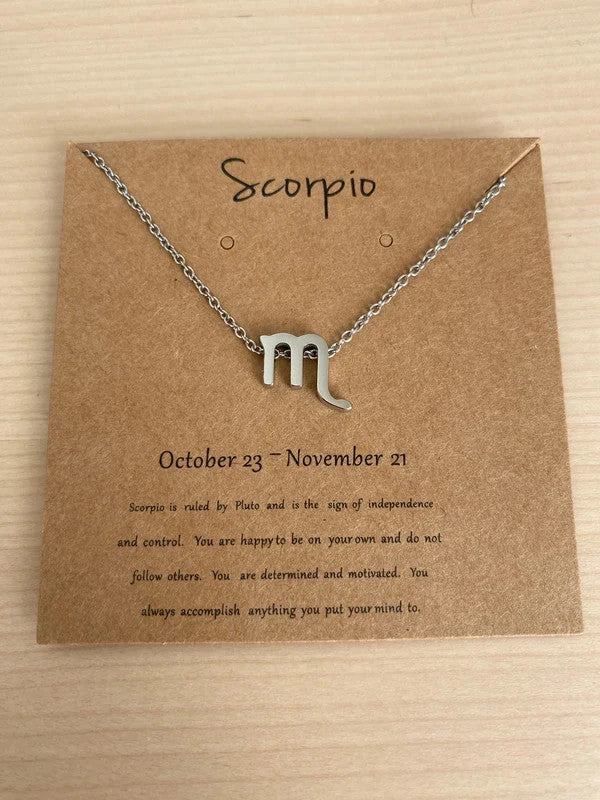Collier pendentif zodiaque en acier inoxydable, collier chaîne argentée, signe scorpion, idée cadeau