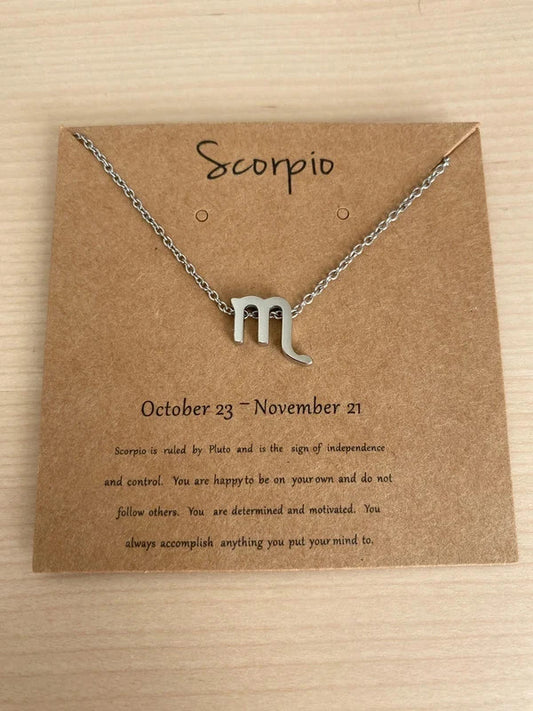 Collier pendentif zodiaque en acier inoxydable, collier chaîne argentée, signe scorpion, idée cadeau