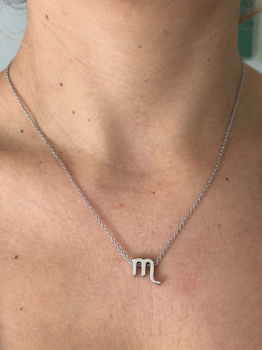 Collier pendentif zodiaque en acier inoxydable, collier chaîne argentée, signe scorpion, idée cadeau