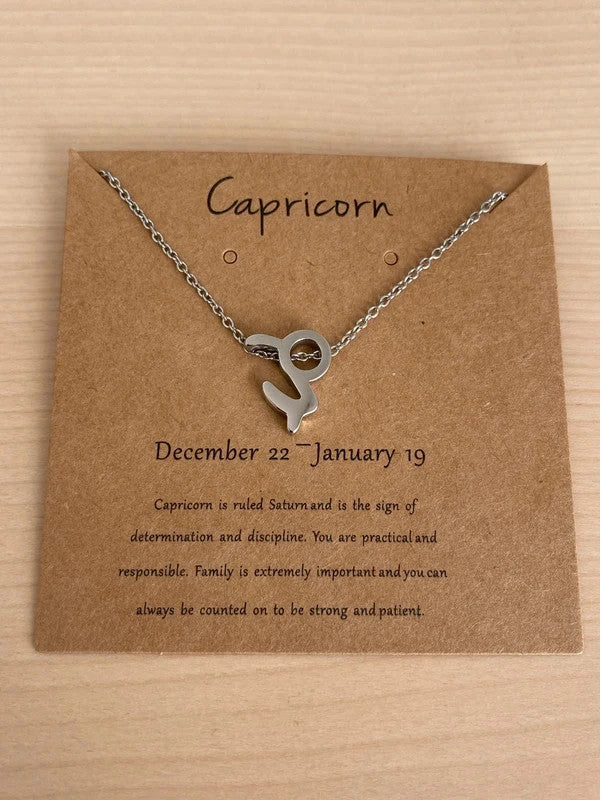 Collier pendentif zodiaque en acier inoxydable, chaîne argentée, signe capricorne, idée cadeau