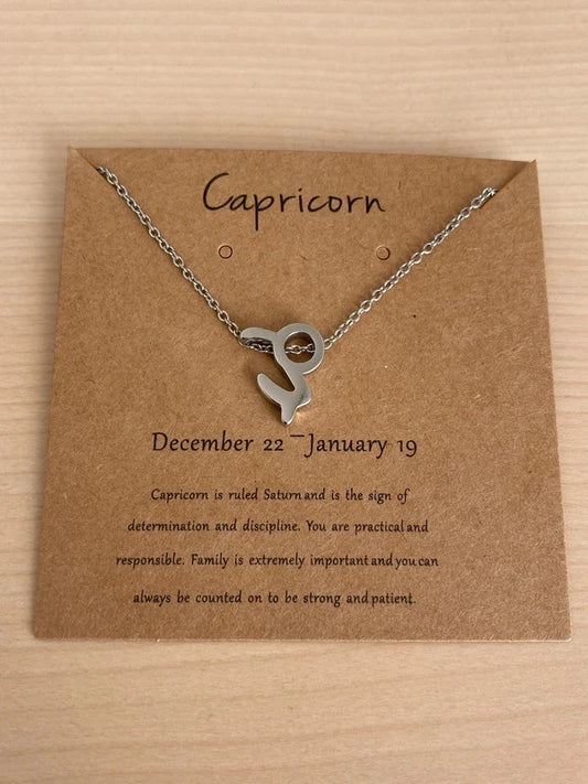 Collier pendentif zodiaque en acier inoxydable, chaîne argentée, signe capricorne, idée cadeau