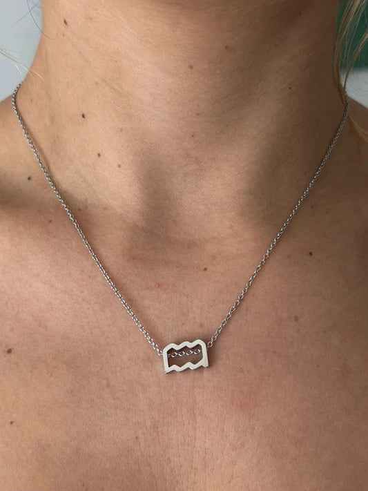 Collier pendentif zodiaque en acier inoxydable, collier chaîne argentée, signe verseau, idée cadeau