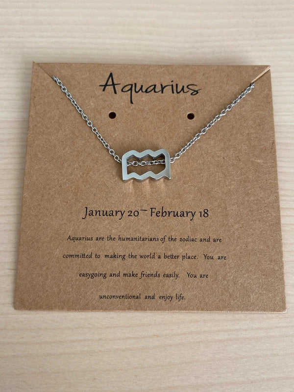 Collier pendentif zodiaque en acier inoxydable, collier chaîne argentée, signe verseau, idée cadeau