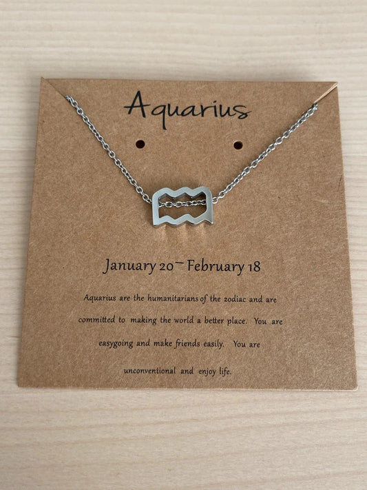 Collier pendentif zodiaque en acier inoxydable, collier chaîne argentée, signe verseau, idée cadeau