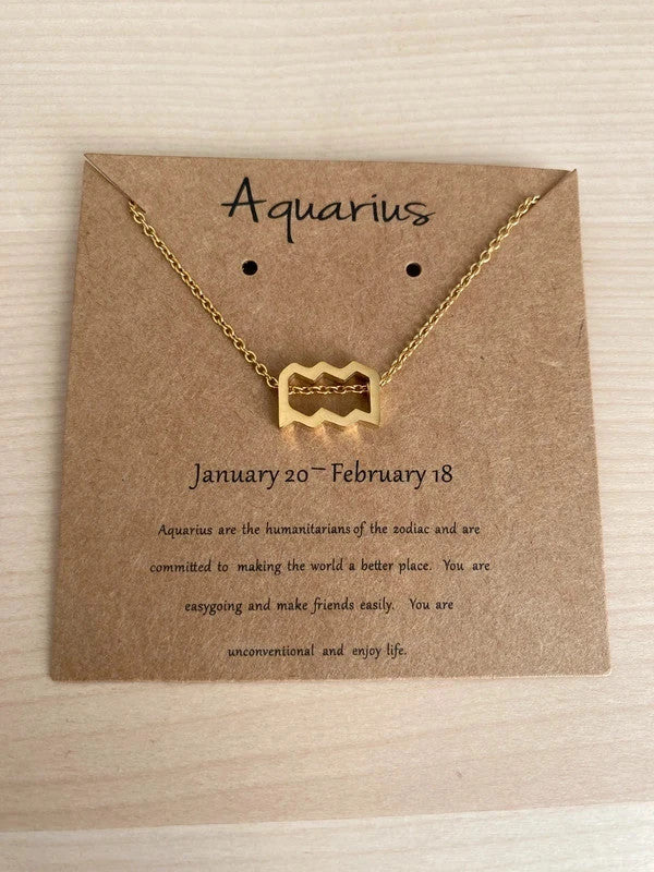 Collier pendentif zodiaque en acier inoxydable, collier chaîne dorée, signe verseau, idée cadeau