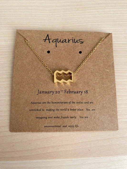 Collier pendentif zodiaque en acier inoxydable, collier chaîne dorée, signe verseau, idée cadeau