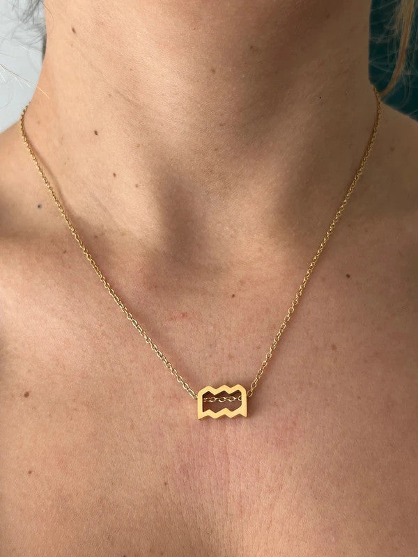Collier pendentif zodiaque en acier inoxydable, collier chaîne dorée, signe verseau, idée cadeau