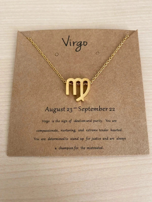 Collier pendentif zodiaque en acier inoxydable, collier chaîne dorée, signe vierge, idée cadeau