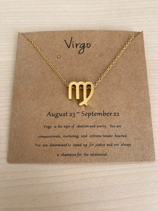 Collier pendentif zodiaque en acier inoxydable, collier chaîne dorée, signe vierge, idée cadeau