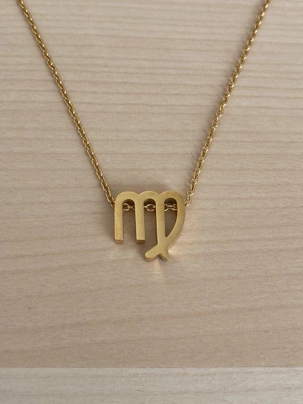 Collier pendentif zodiaque en acier inoxydable, collier chaîne dorée, signe vierge, idée cadeau