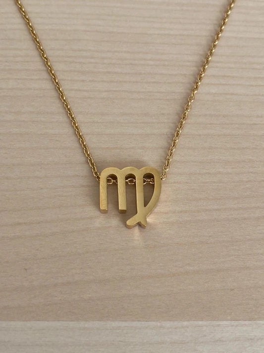 Collier pendentif zodiaque en acier inoxydable, collier chaîne dorée, signe vierge, idée cadeau