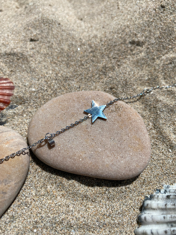 Bracelet de cheville avec pendentifs en forme d'étoile, bracelet de cheville en acier inoxydable