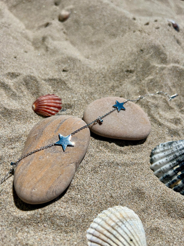 Bracelet de cheville avec pendentifs en forme d'étoile, bracelet de cheville en acier inoxydable