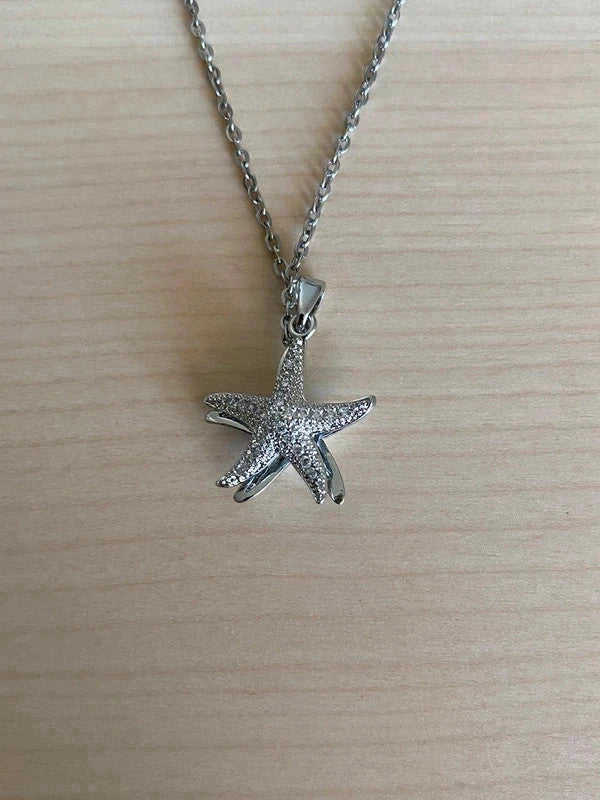 Collier pendentif étoile de mer, pendentif perle, collier pour couple, cadeau pour elle