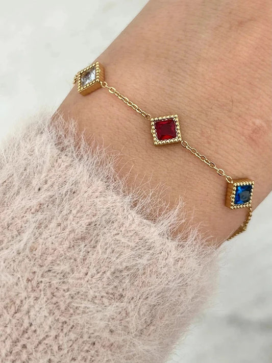 Bracelet femme en acier inoxydable avec pierres naturelles, chaîne dorée, cadeau pour elle