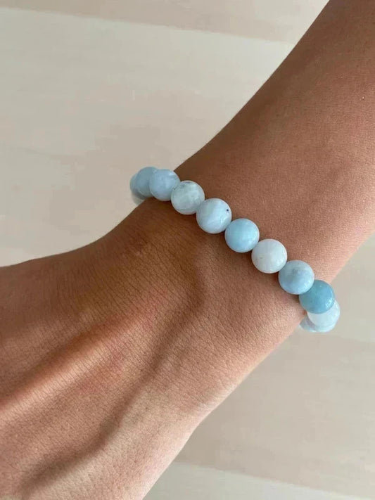 Bracelet en pierre naturelle, bracelet aigue-marine, cadeau unisexe