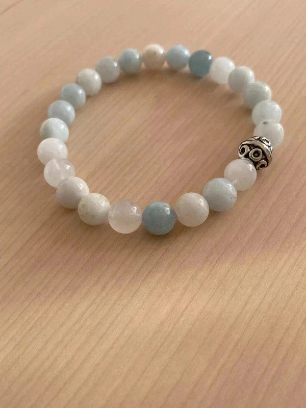 Bracelet en pierre naturelle, bracelet aigue-marine, cadeau unisexe