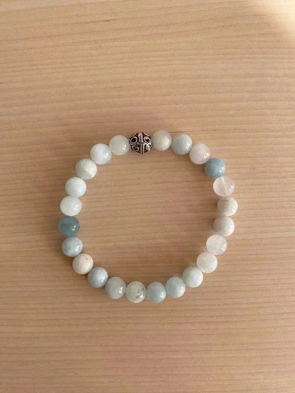 Bracelet en pierre naturelle, bracelet aigue-marine, cadeau unisexe