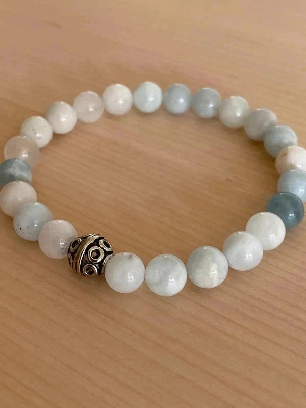 Bracelet en pierre naturelle, bracelet aigue-marine, cadeau unisexe