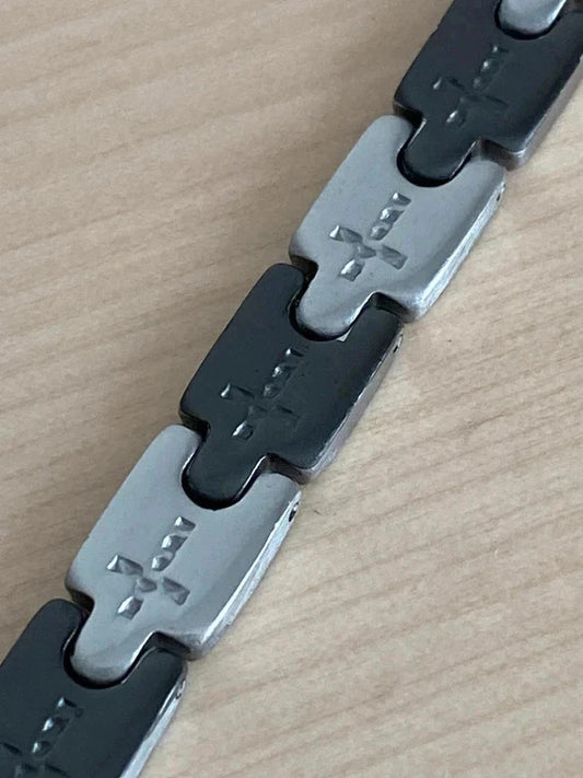 Bracelet de poignet acier inoxydable, bracelet homme à maillons avec le motif croix, cadeau pour lui
