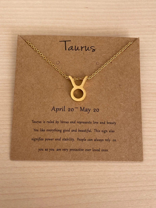 Collier pendentif zodiaque en acier inoxydable, collier chaîne dorée, signe taureau, idée cadeau
