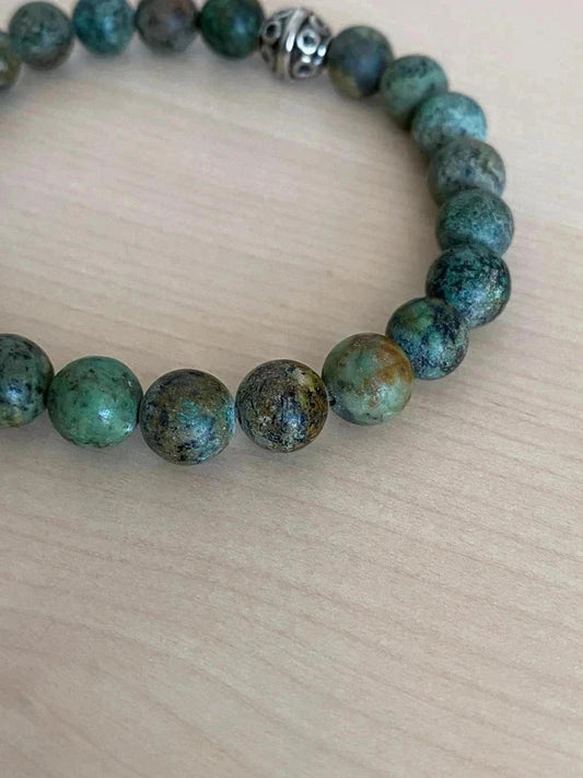 Bracelet en pierre naturelle, bracelet turquoise africaine, cadeau unisexe