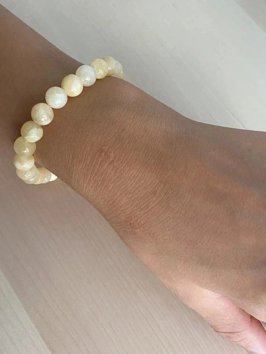 Bracelet pierre naturelle, bracelet calcite, bracelet semi-précieux, cadeau unisexe