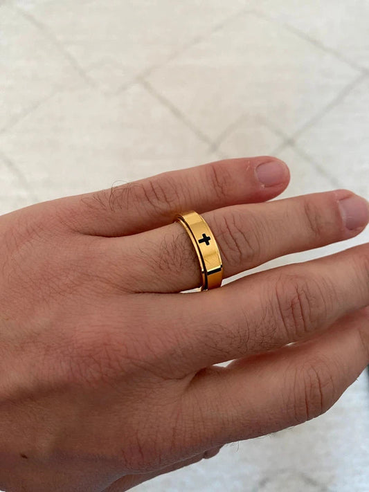 Bague Croix en Acier Inoxydable, Bijou Chrétien Élégant pour Homme, Cadeau Religieux