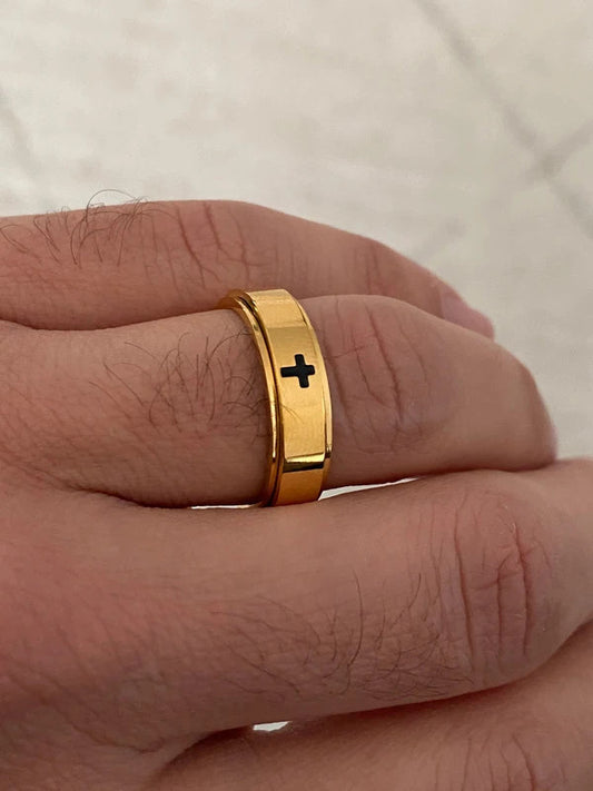 Bague Croix en Acier Inoxydable, Bijou Chrétien Élégant pour Homme, Cadeau Religieux