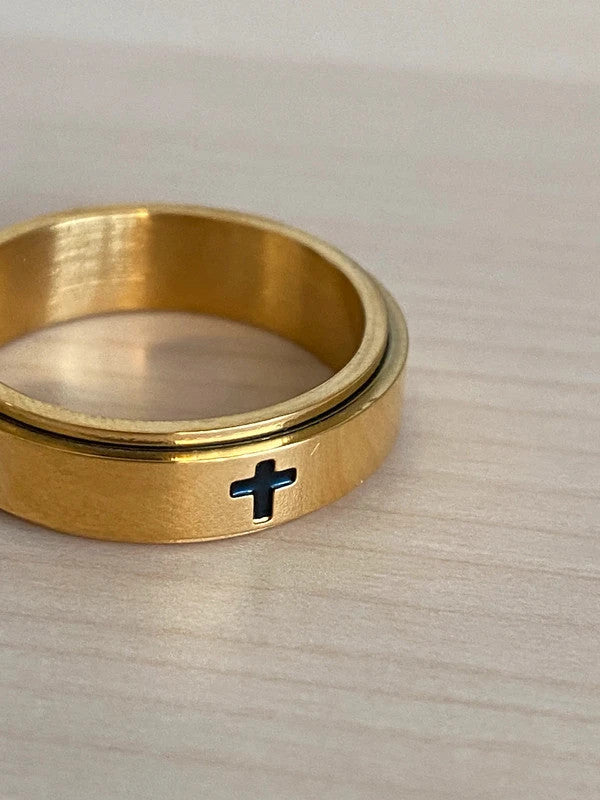 Bague Croix en Acier Inoxydable, Bijou Chrétien Élégant pour Homme, Cadeau Religieux