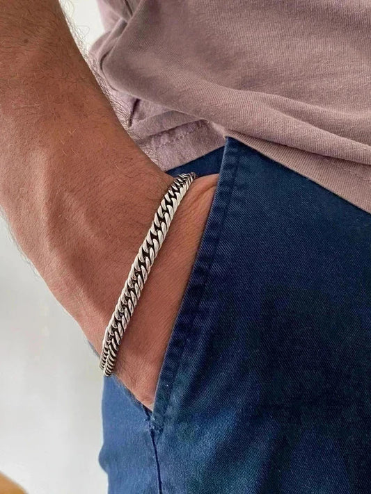Bracelet homme en acier inoxydable, bracelet chaîne cubaine, bijou homme, cadeau pour lui