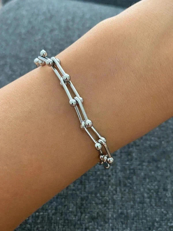 Bracelet chaîne à maillons, bracelet style fer à cheval, cadeau unisexe