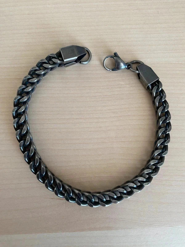 Bracelet homme à maillons en forme blé, bracelet acier inoxydable modèle antique, cadeau pour lui