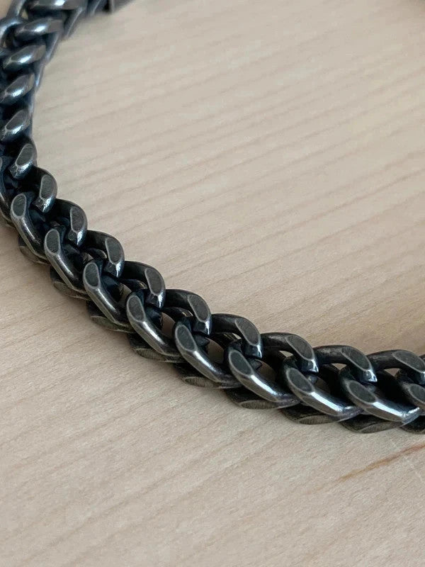 Bracelet homme à maillons en forme blé, bracelet acier inoxydable modèle antique, cadeau pour lui