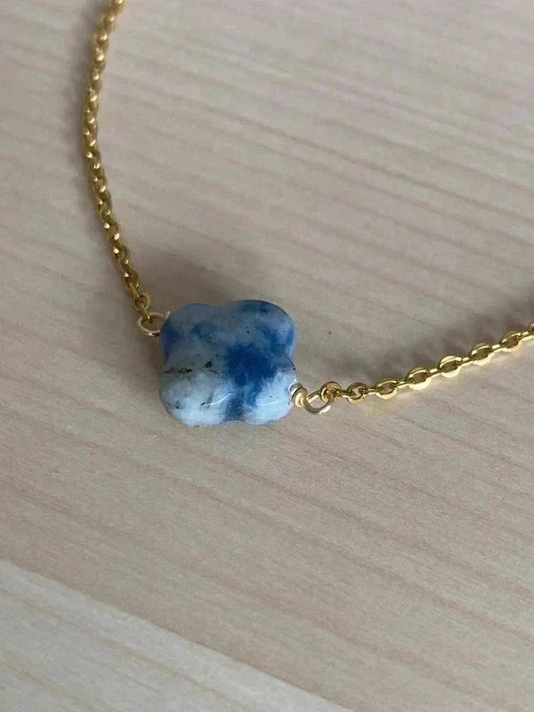 Bracelet pierre naturelle trèfle, bracelet à breloques, bracelet chaîne acier inoxydable