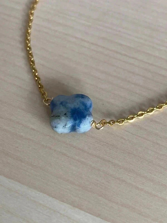 Bracelet pierre naturelle trèfle, bracelet à breloques, bracelet chaîne acier inoxydable