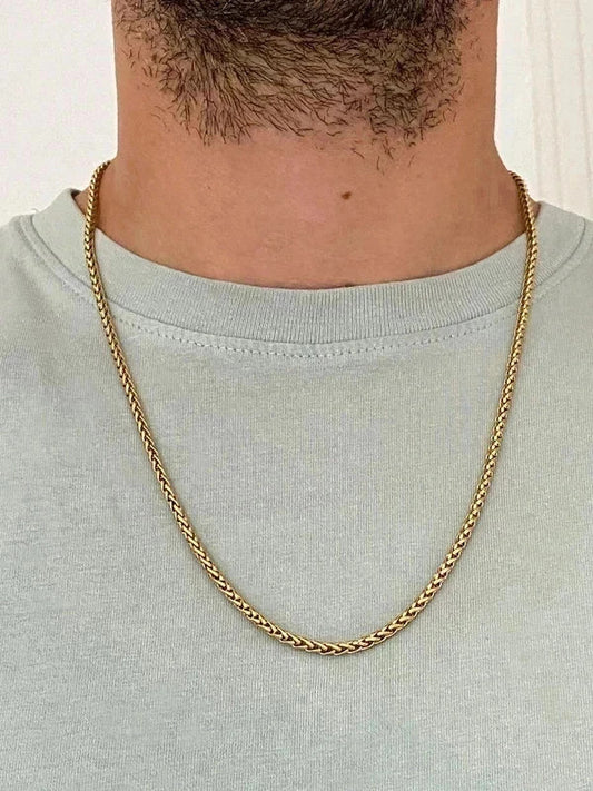 Collier en acier inoxydable pour homme, collier byzantine doré 3mm, cadeau pour lui
