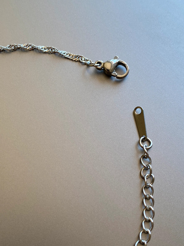 Bracelet de cheville en acier inoxydable, bracelet double chaîne argenté, Singapore, bijou d'été