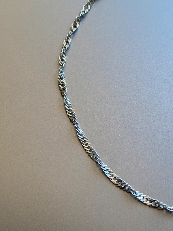 Bracelet de cheville en acier inoxydable, bracelet double chaîne argenté, Singapore, bijou d'été