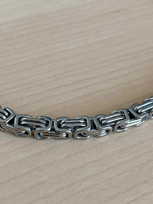 Bracelet homme acier inoxydable argenté, bracelet chaîne viking, cadeau été, cadeau pour lui