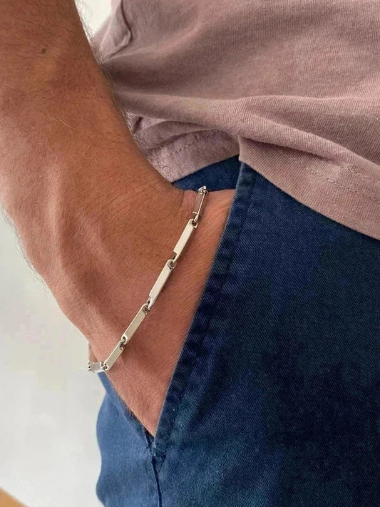 Bracelet homme en acier inoxydable, bracelet gourmette unisexe, bracelet maillon fin