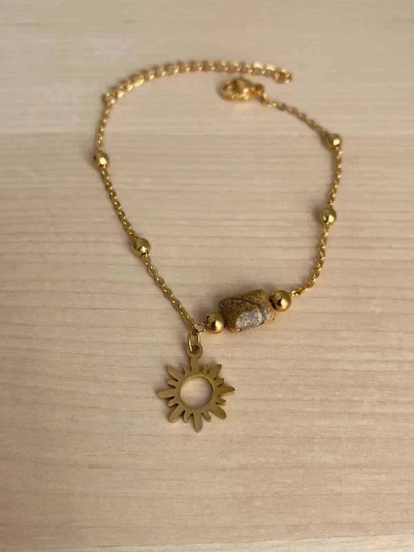 Bracelet Chaîne en Acier Inoxydable avec Perles en Pierre Naturelle, cadeau parfait