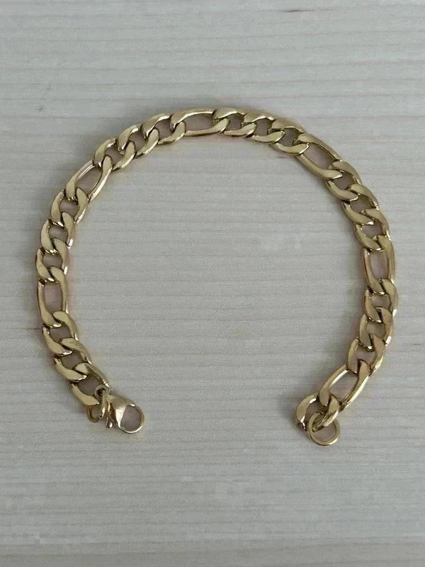 Bracelet en acier inoxydable, bracelet chaîne figaro, bijou homme, cadeau pour lui