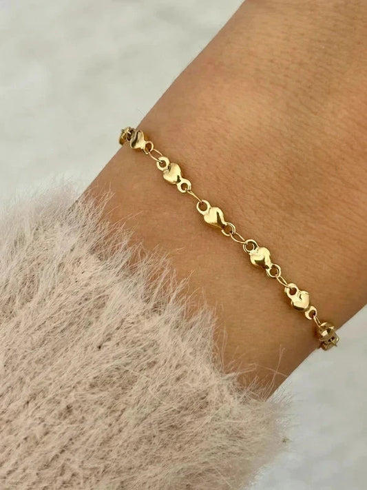 Bracelet chaîne dorée en acier inoxydable, bracelet forme cœur, bijou femme, cadeau pour elle