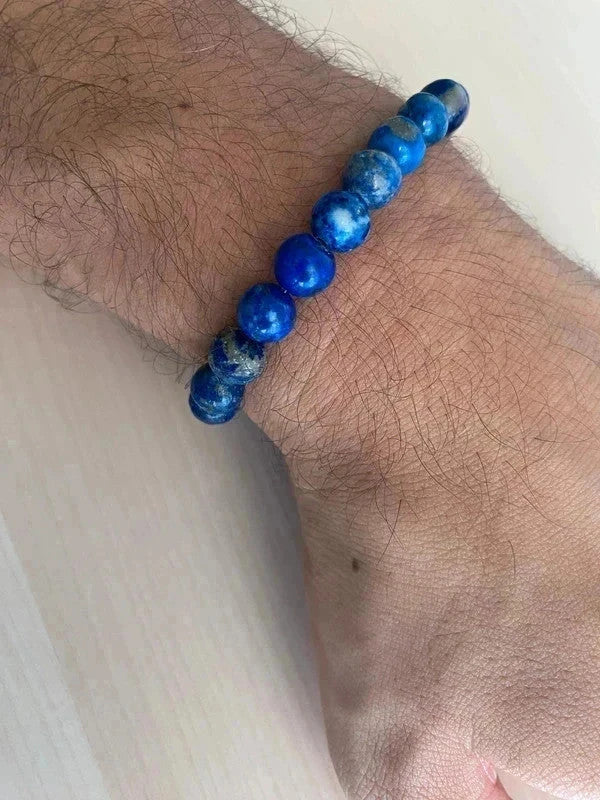 Bracelet pierre naturelle, bracelet lapis-lazuli, bracelet semi-précieux, cadeau unisexe
