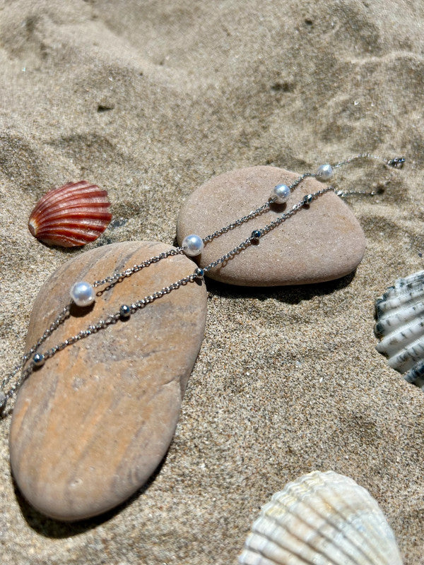 Bracelet de cheville avec pendentifs perles, bracelet de cheville en acier inoxydable, bijou d'été