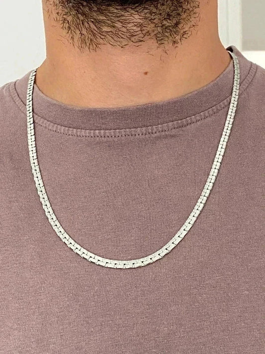 Collier homme en acier inoxydable, collier chaîne escalier, bijou homme, cadeau pour lui